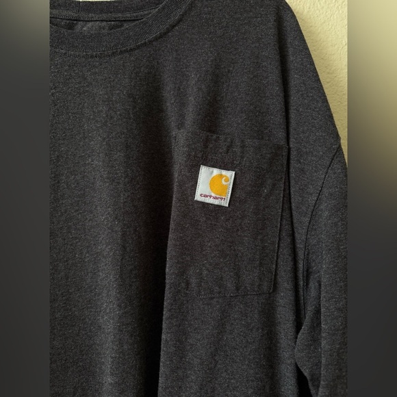 Carhartt Men’s Long Sleeve T-Shirt w/ Pocket Charcoal Gray Size 2XL - Picture 3 of 8
